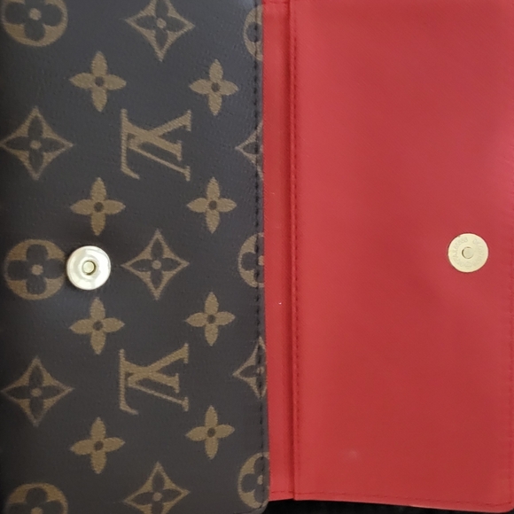 Handbags - Elegant Brown N Red Women's Wallet Clutch, Inspired By LVUITTON, with Dust Cover